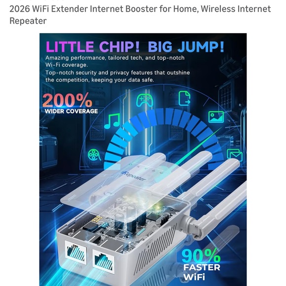 White WiFi Extender Internet Booster for home. Wireless Internet repeater - Picture 5 of 9